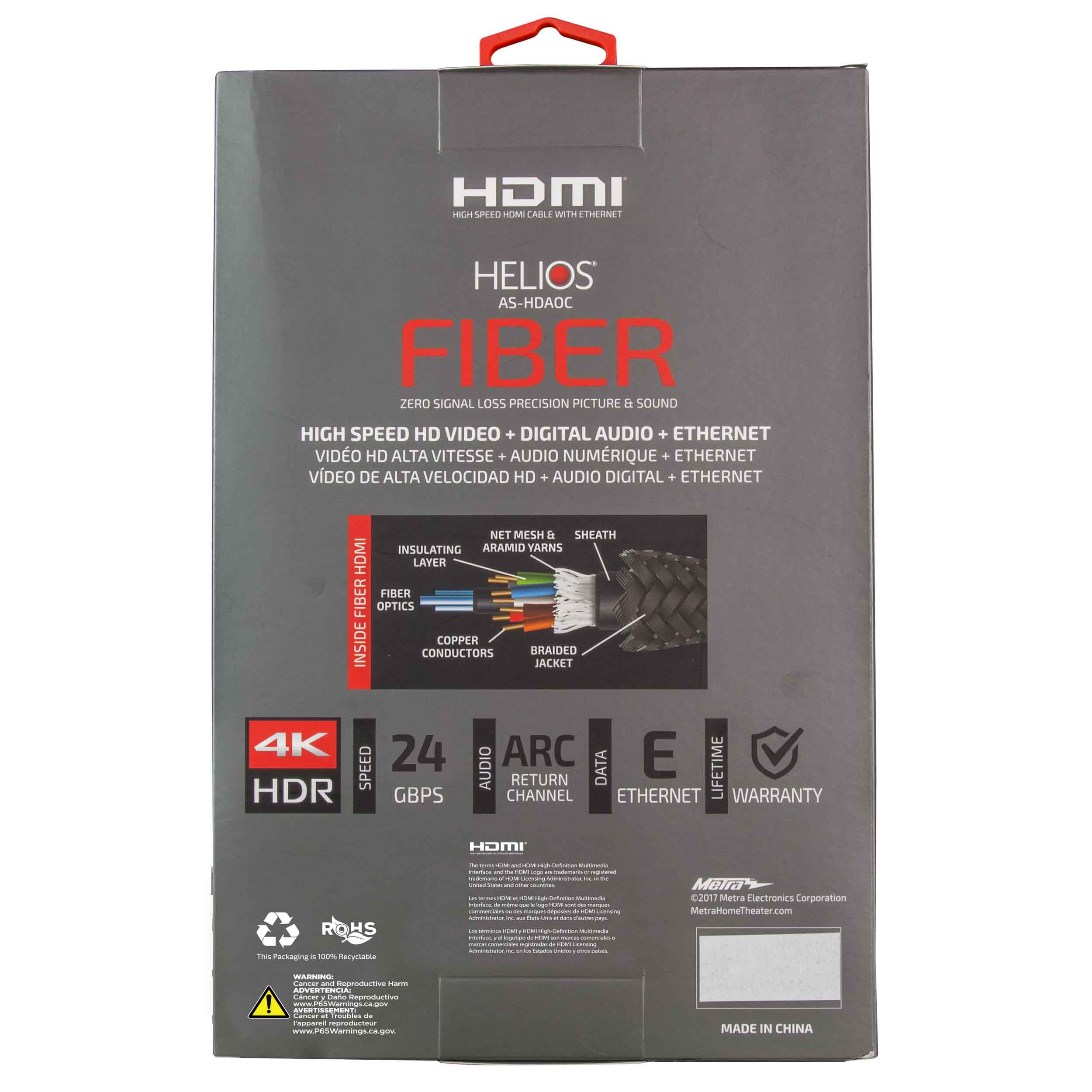 Helios Active Fiber Light Speed HDMI(R) Cable With Ethernet, 4K, 24 Gbps, ARC/eARC