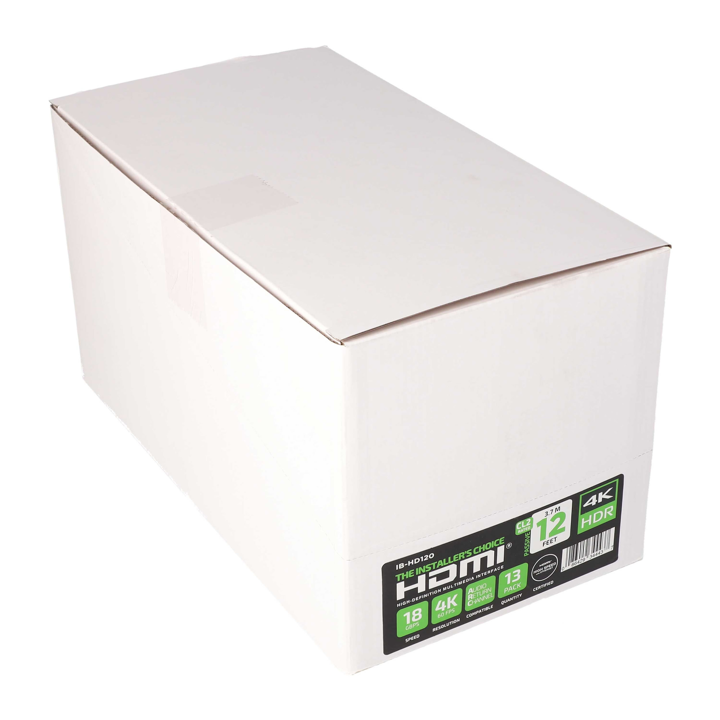 12FT HDMI CABLE 18GBPS HIGH SPEED, ARC/EARC, 13PK SHELF BOX