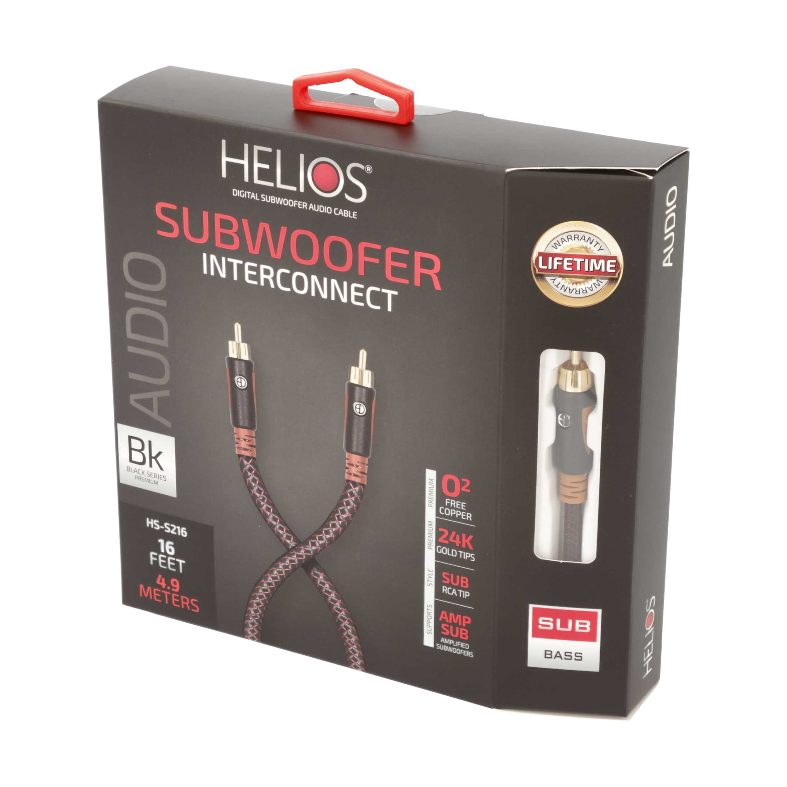 16FT BLACK SERIES SUBWOOFER AUDIO CABLE BRAIDED JACKET