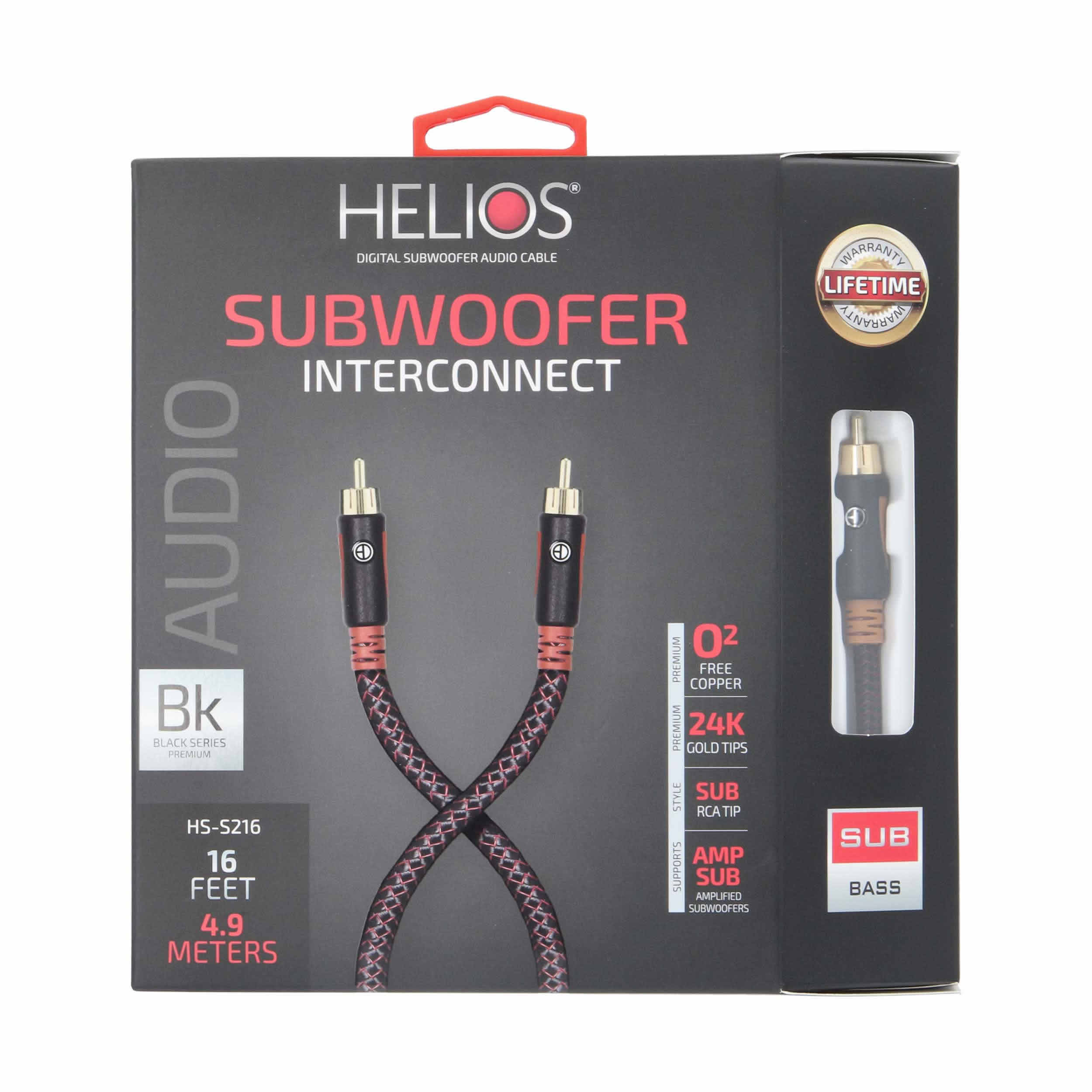 16FT BLACK SERIES SUBWOOFER AUDIO CABLE BRAIDED JACKET