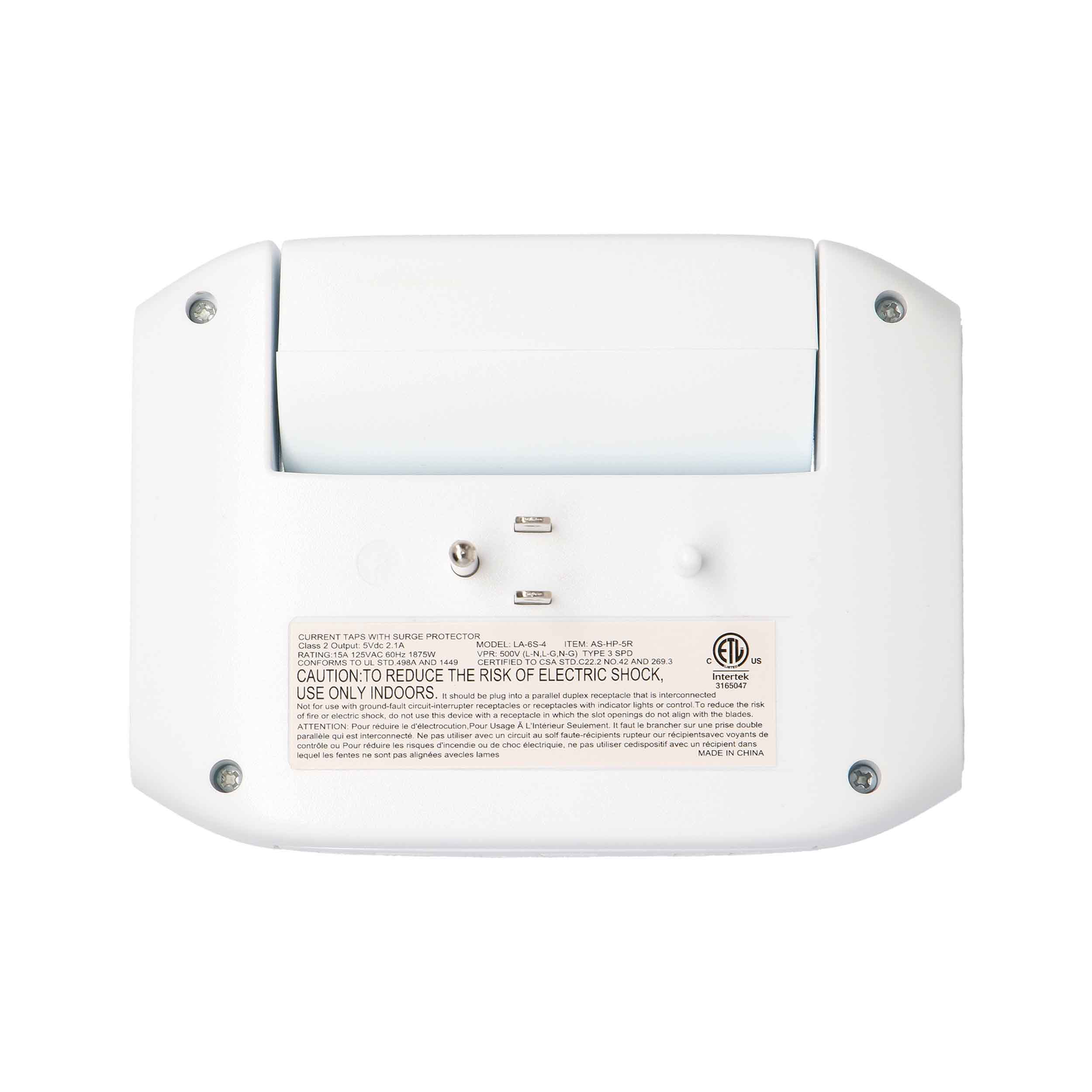 5-OUTLET 450J SURGE PROTECTOR WALL TAP WITH 2 USB 2.1A (WHITE)