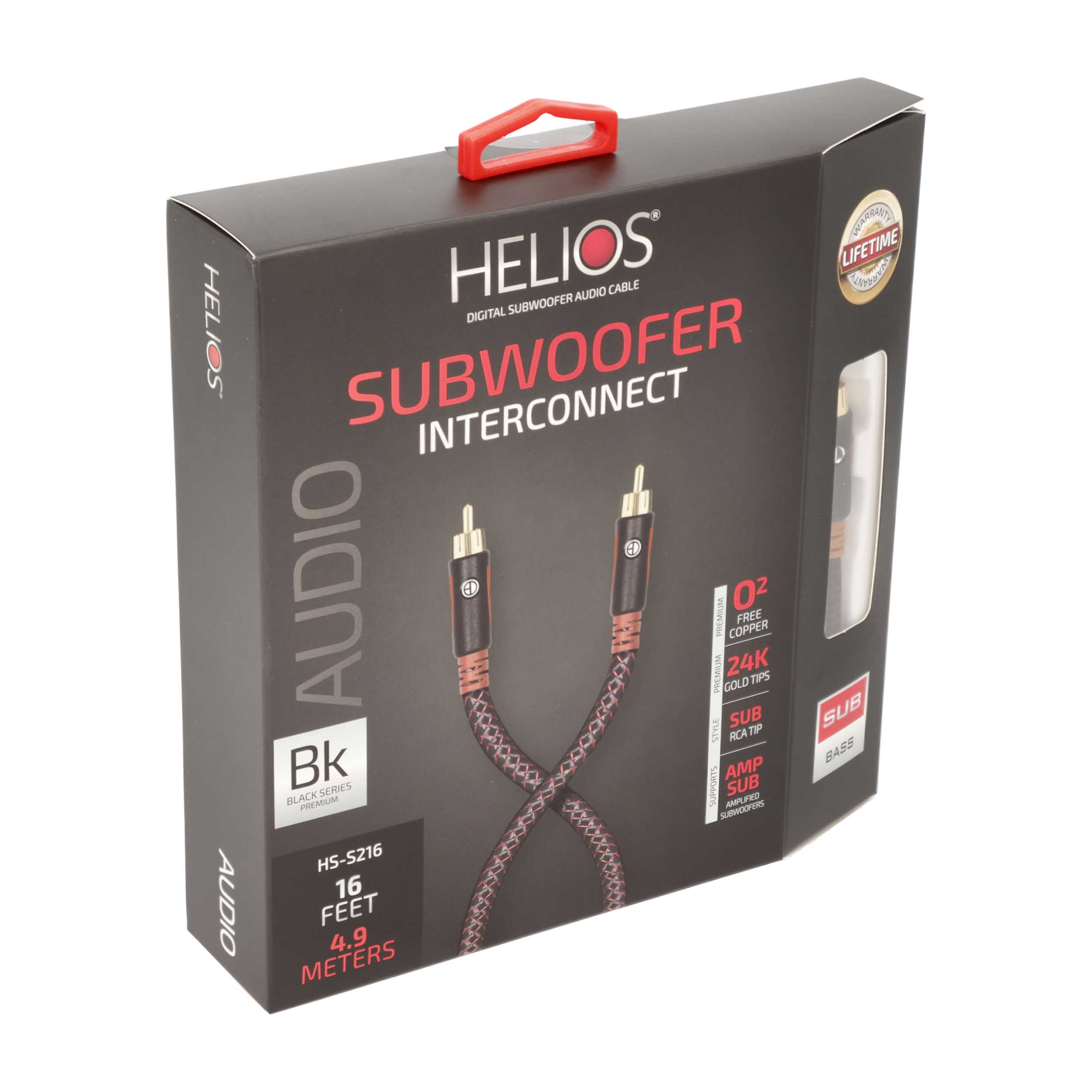 16FT BLACK SERIES SUBWOOFER AUDIO CABLE BRAIDED JACKET