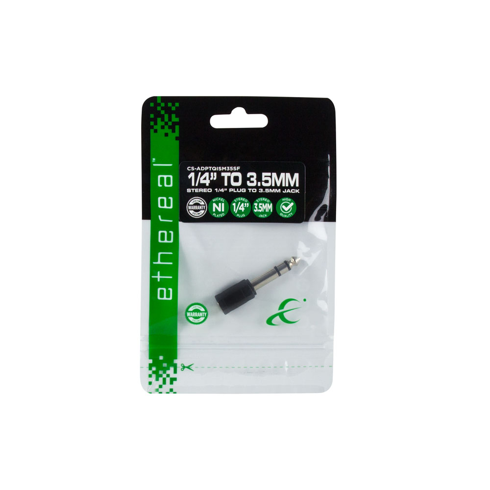 1/4 INCH STEREO MALE TO 3.5MM STEREO FEMALE ADAPTER