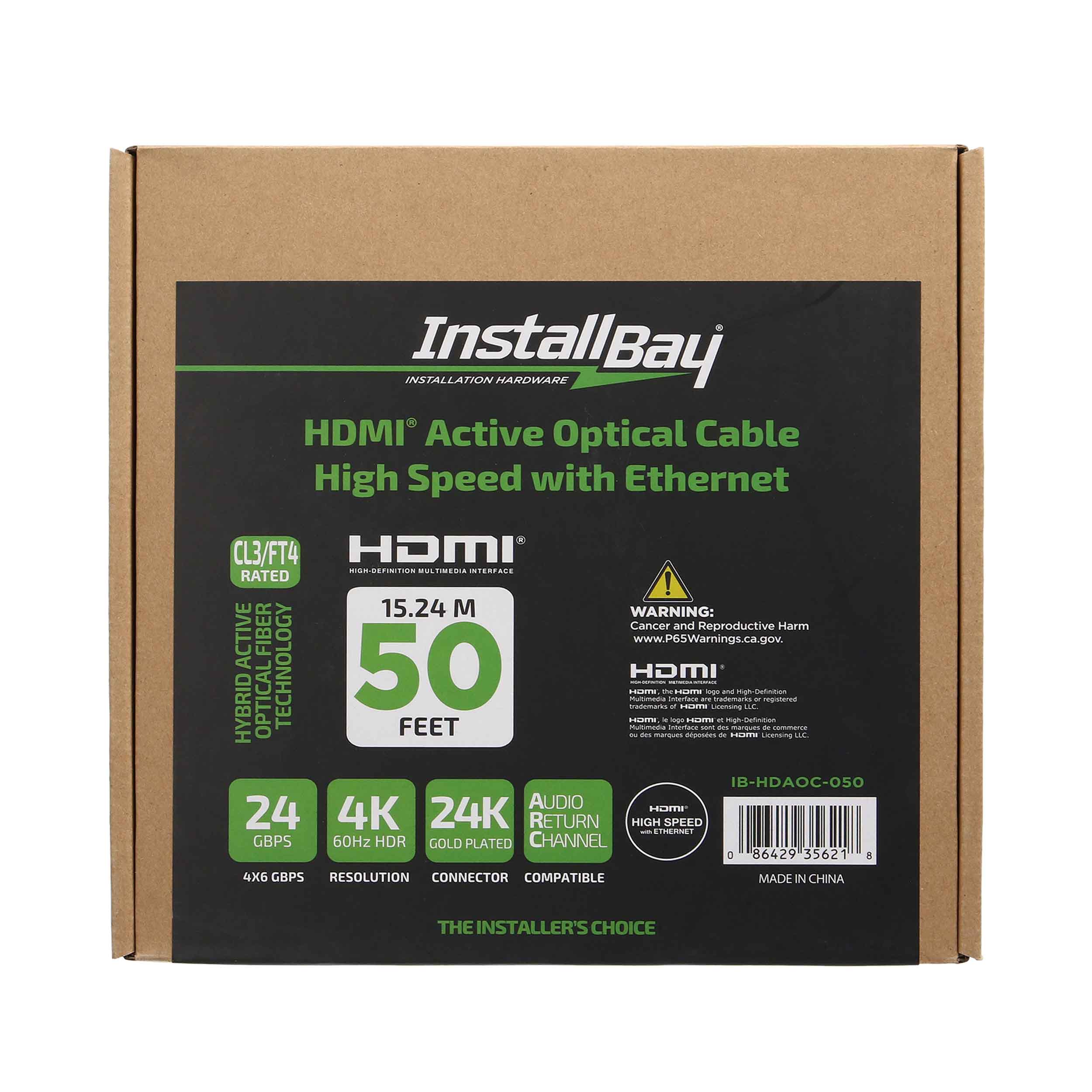 Install Bay Fiber High Speed HDMI(R) Cable With Ethernet, 4K, 24 Gbps