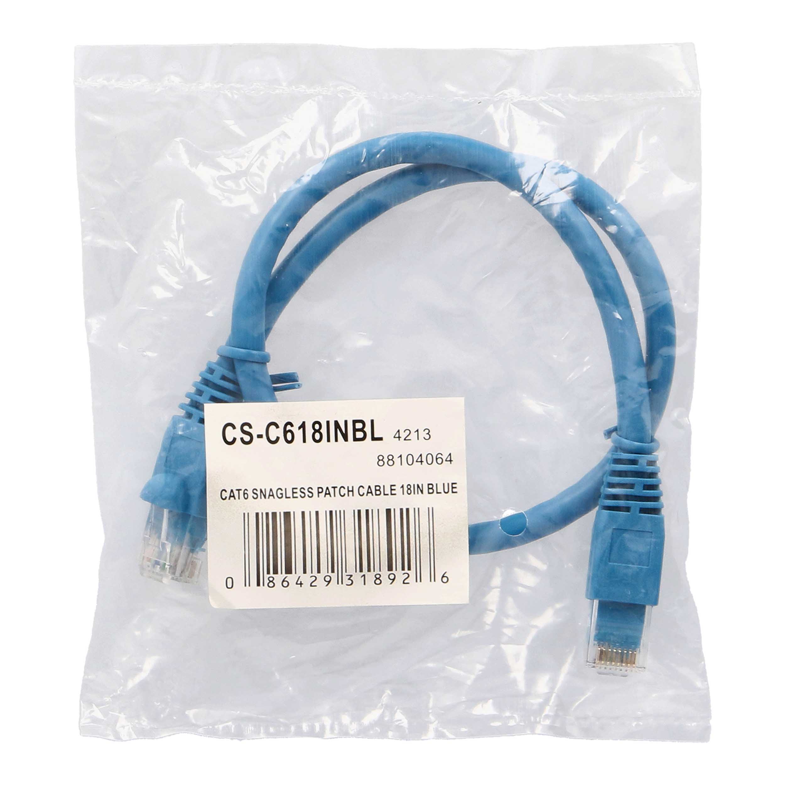 18IN BL CAT6 SNAGLESS PTCH CBL