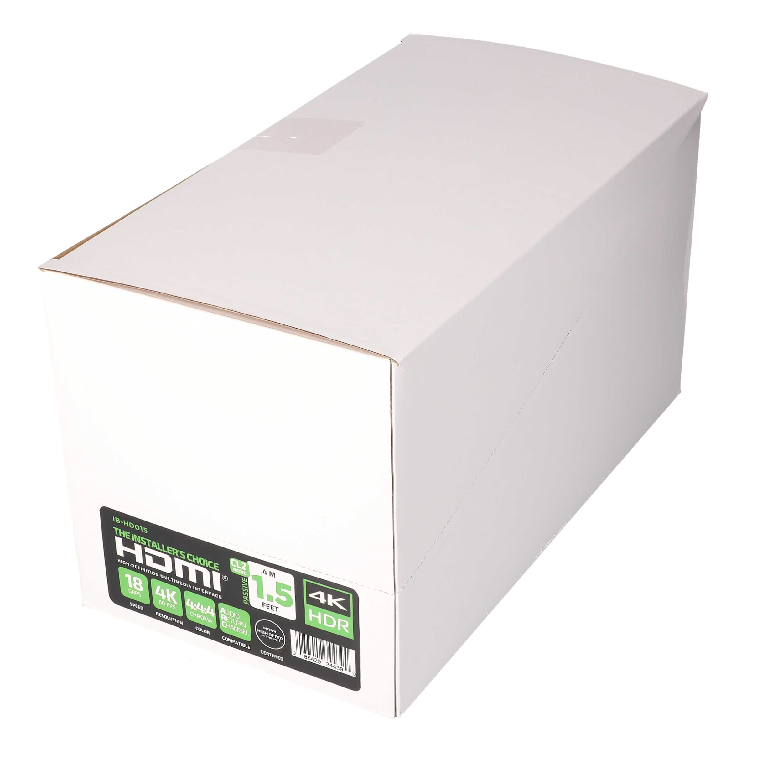 1.5FT HDMI CABLE 18GBPS HIGH SPEED, ARC/EARC - 50PK SHELF BOX