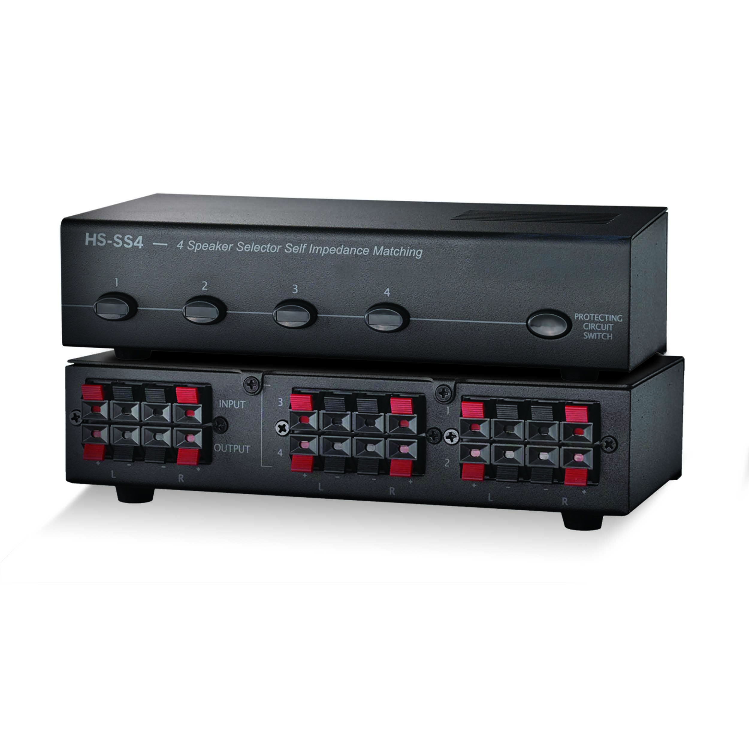 4 ZONE SPEAKER SELECTOR WITH IMPEDANCE PROTECTION, LOW PROFILE
