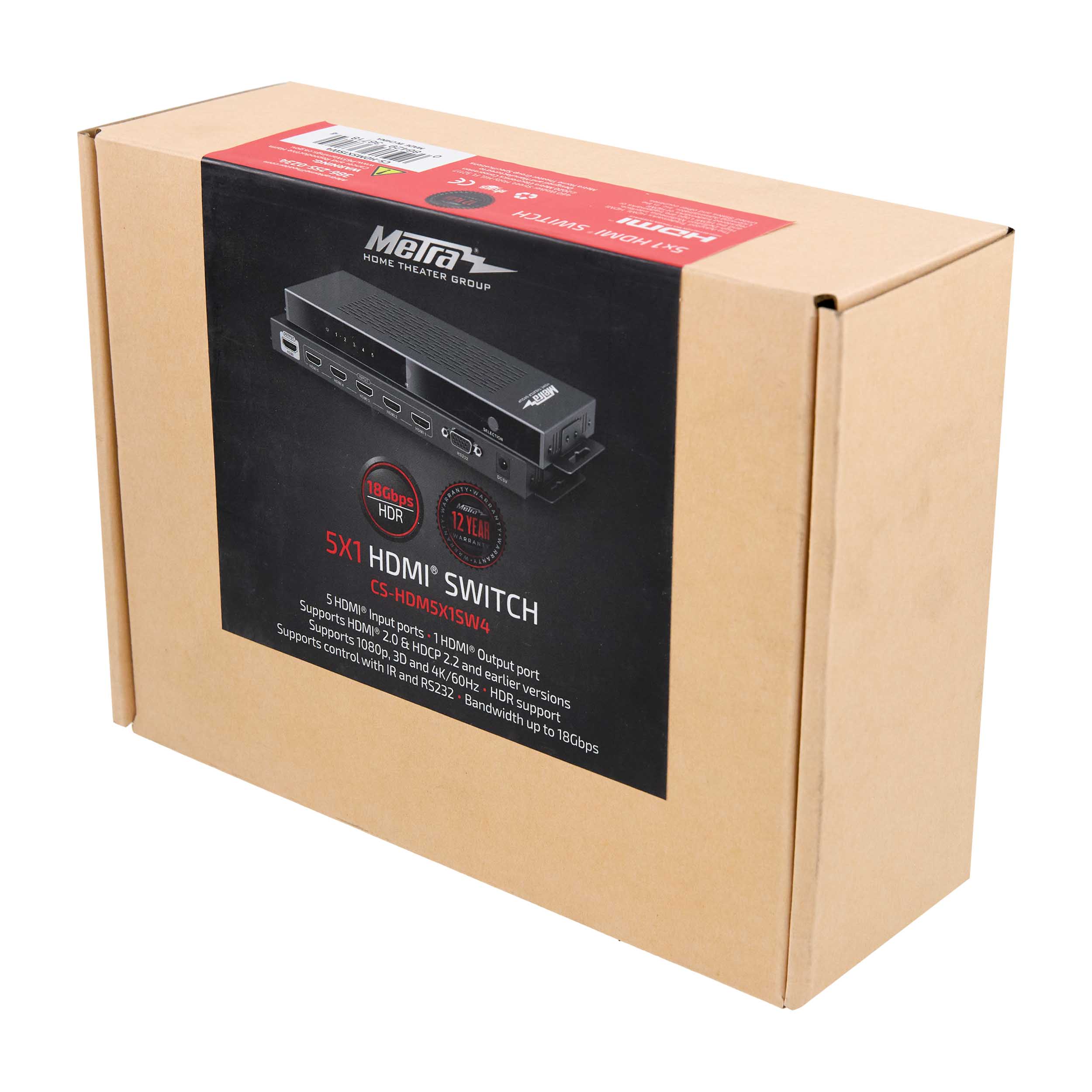 5-INPUT 1-OUTPUT HDMI 2.0 & HDCP 2.2 SWITCH, IR & RS232, 18 GBPS